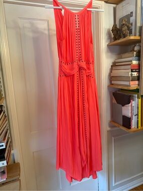 Ramy Brook bright pink Maxi Dress with Stud Trim and